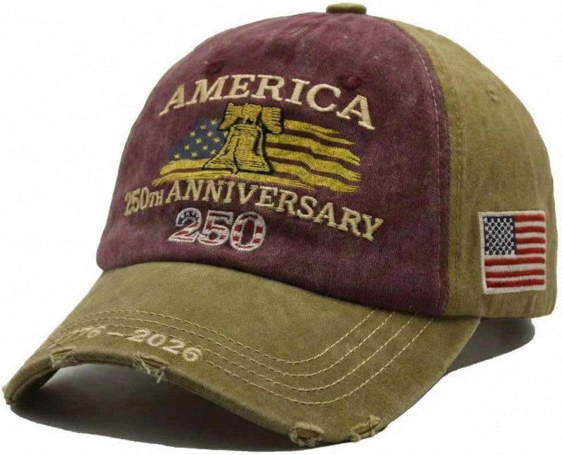 Efdaf Store USA 250th Anniversary Hat, Adjustable 250th Anniversary Printed Patriotic Baseball Caps, Tribute Retro Washed Hat - Image 2